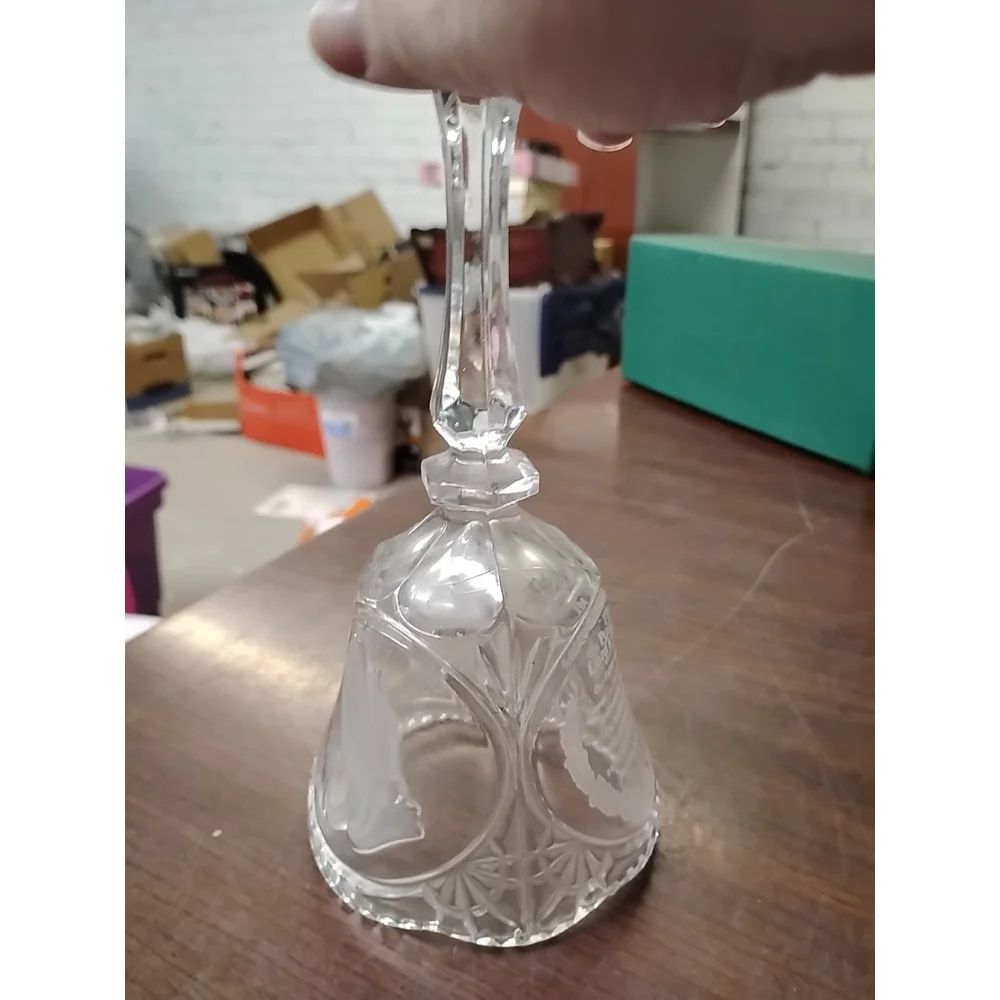 Vintage Artmark Lead Crystal‎ Bell Made In Germany The Lord's Prayer C.1986